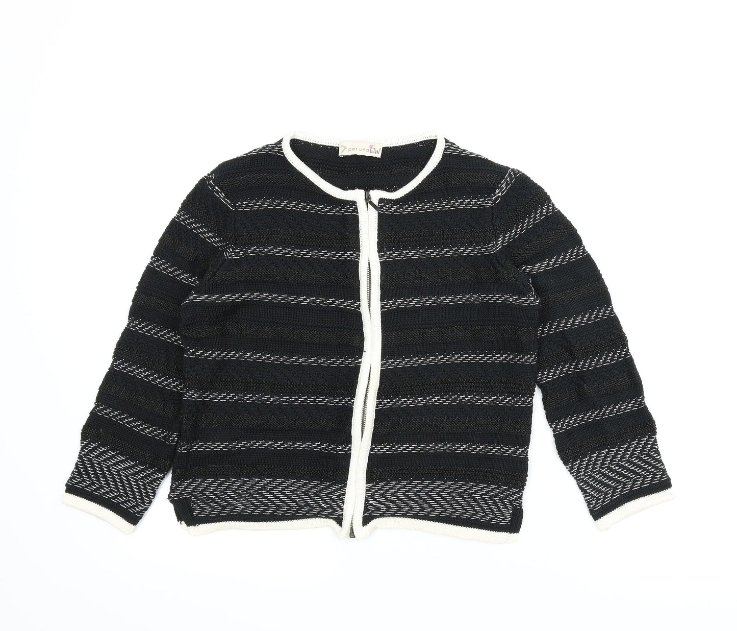 M&S Womens Black   Full Zip Jumper Size 8