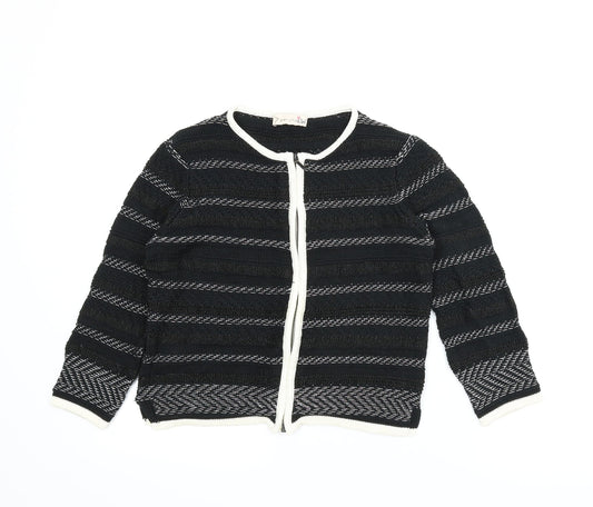 M&S Womens Black   Full Zip Jumper Size 8