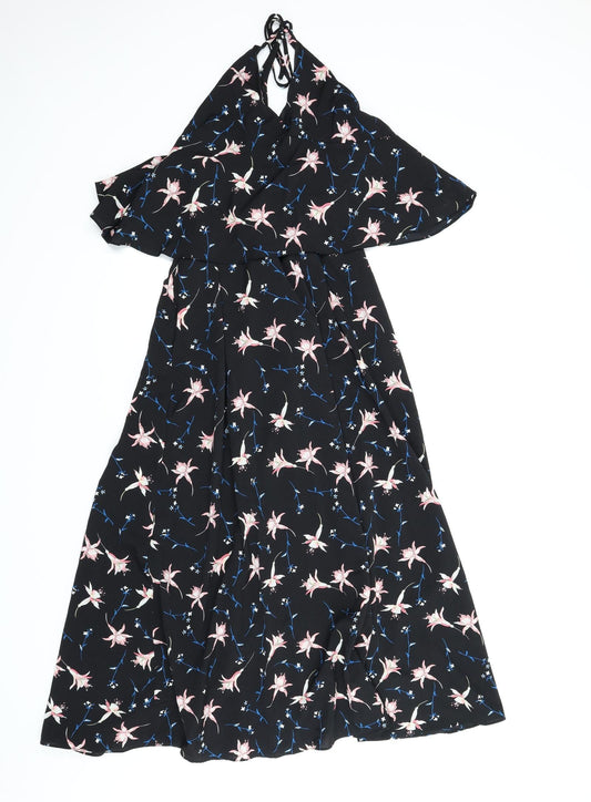 Yu & Me Womens Black Floral  A-Line  Size M  - Alterneck
