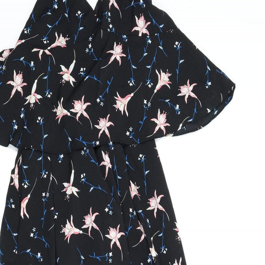 Yu & Me Womens Black Floral  A-Line  Size M  - Alterneck