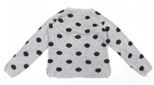 H&M Girls Grey Polka Dot Knit Pullover Jumper Size 13-14 Years