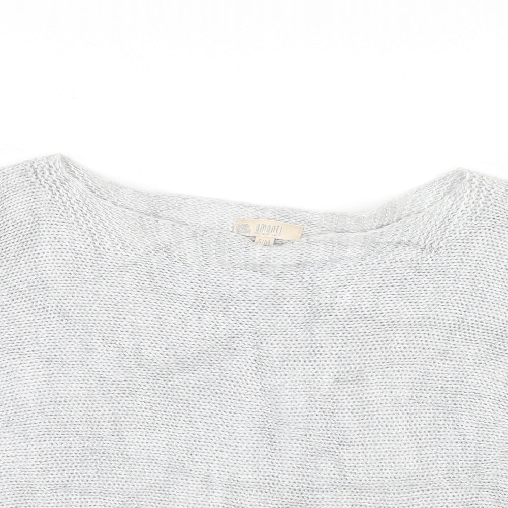 Amanti Womens Grey  Knit Pullover Jumper Size S