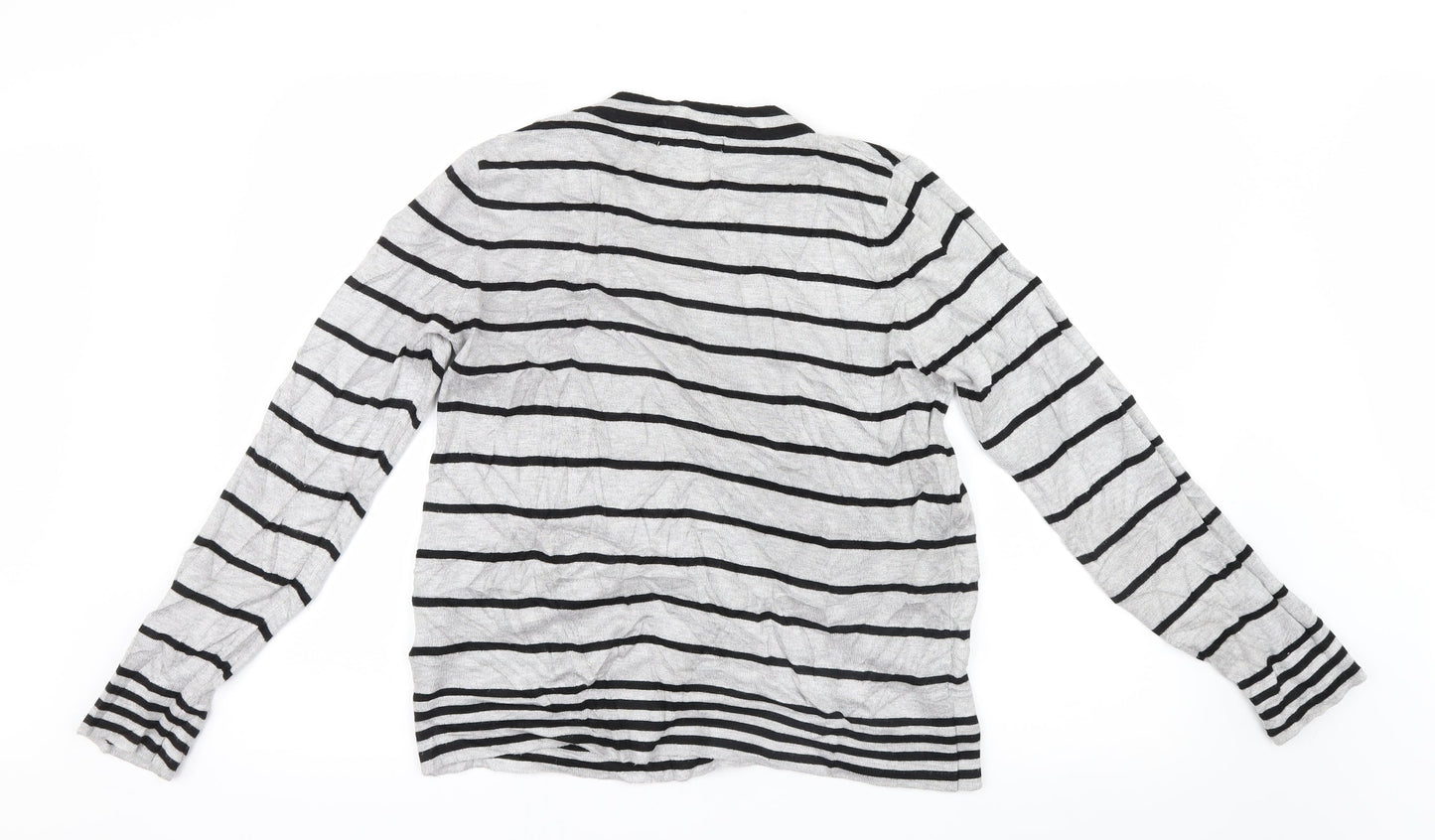 Dixie Womens Grey Striped Knit Pullover Jumper Size S