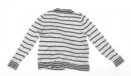 Dixie Womens Grey Striped Knit Pullover Jumper Size S