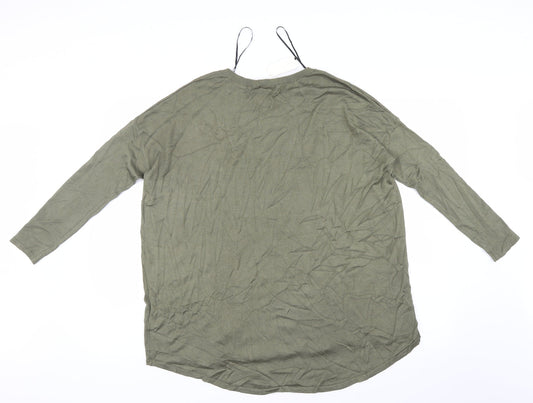 H&M Womens Green   Basic T-Shirt Size 4