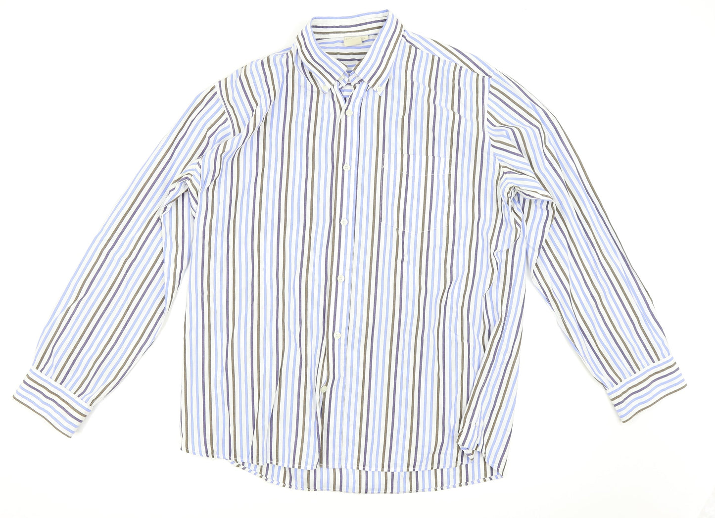 Cotton Traders Mens Blue Check   Button-Up Size L