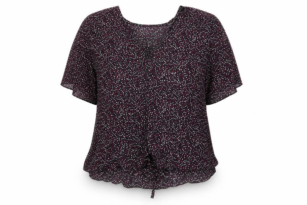 Front view of Noon women’s black basic t-shirt, size M