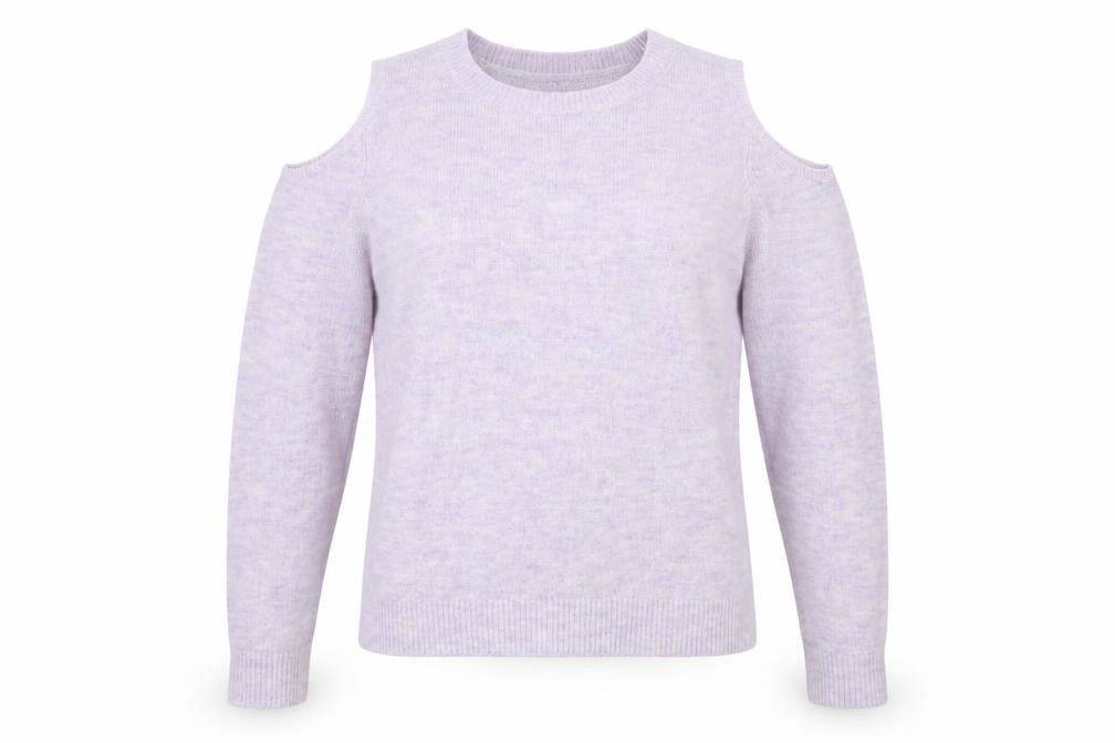 Front view of Dorothy Perkins women’s purple jumper, size UK 8