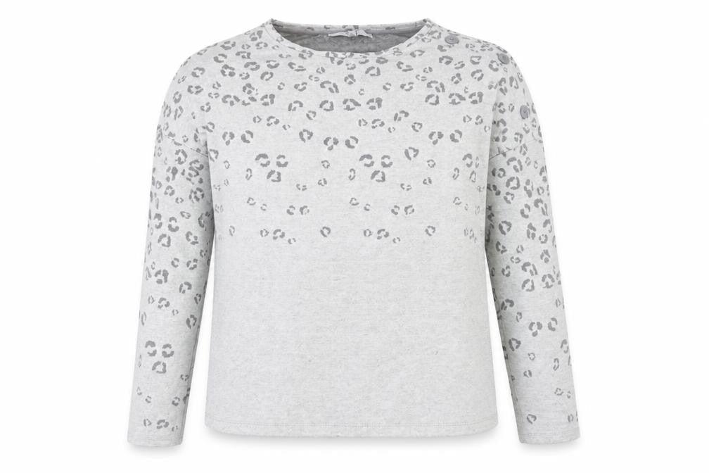 Front view of Next women’s grey animal print basic t-shirt, size UK 12