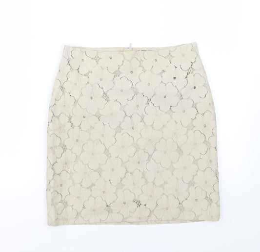 Ann Taylor Womens Beige Floral  A-Line Skirt Size 6