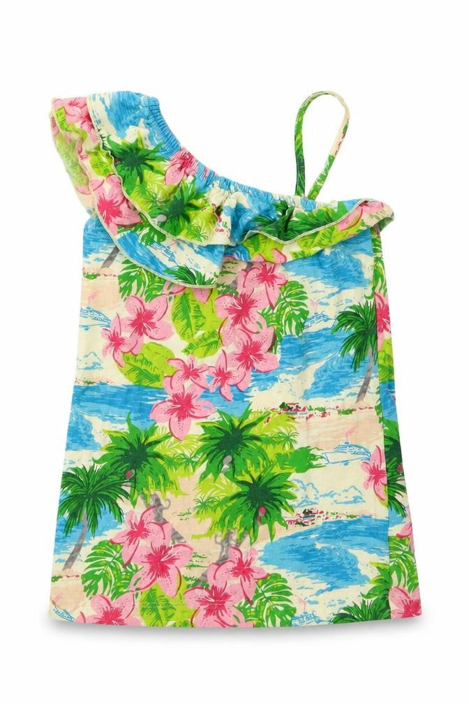 Front view of Cherokee girls’ multicoloured floral jersey basic t-shirt, size 9-10, years