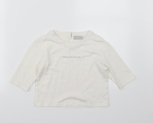 Matalan Girls White  Jersey Cropped T-Shirt Size 5 Years  - Whatever