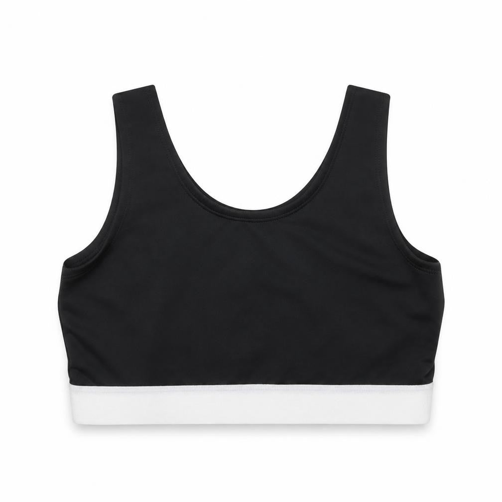 Front view of Skinnyfit girls’ black cropped tank, size 9-10, years