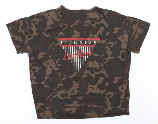 ILLUSIVE LONDON Mens Green Camouflage   T-Shirt Size XS