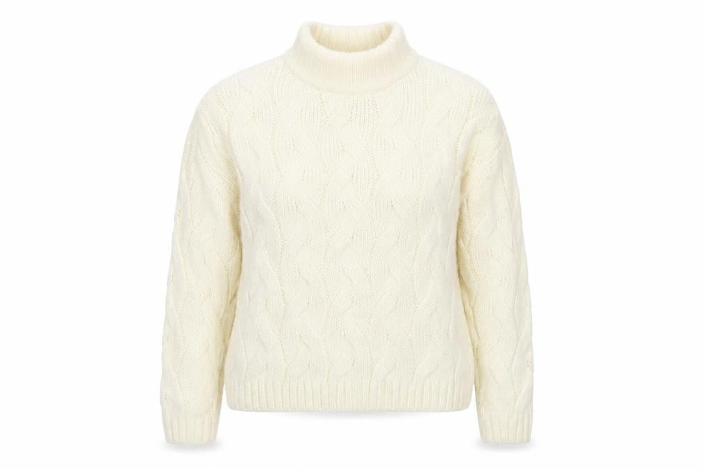 Front view of M&Co women’s ivory jumper, size UK 12