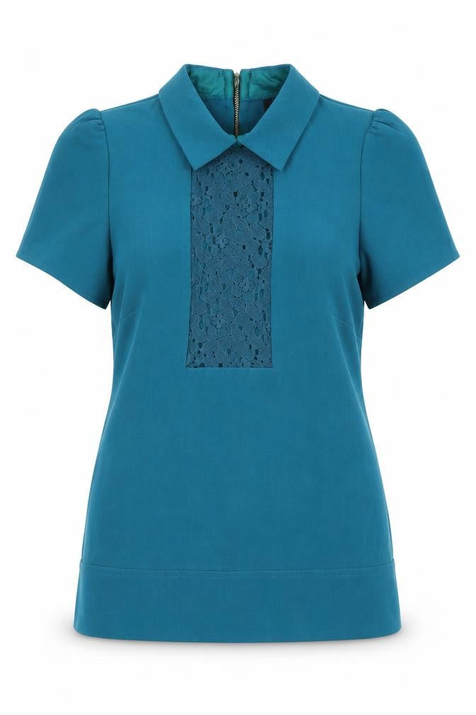 Front view of ASOS women’s blue basic blouse, size UK 4