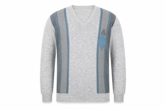Greenwoods Mens Grey Striped  Pullover Jumper Size L