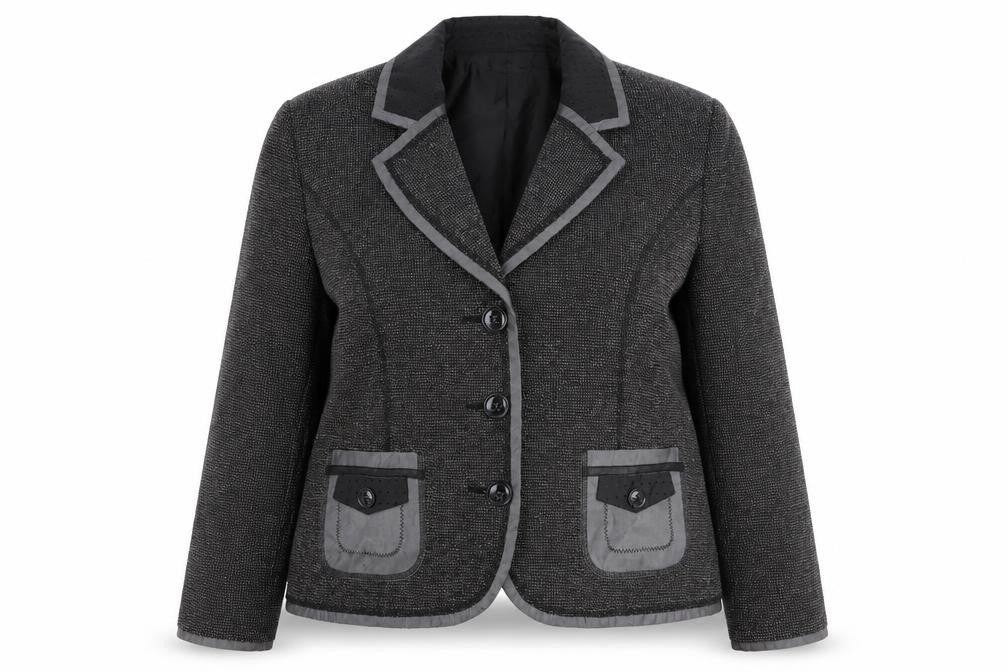 Front view of Brandter women’s grey jacket, size UK 18