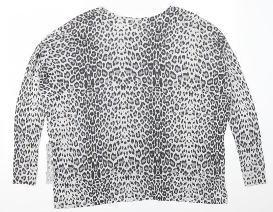H&M Womens Grey Animal Print  Pullover Jumper Size M