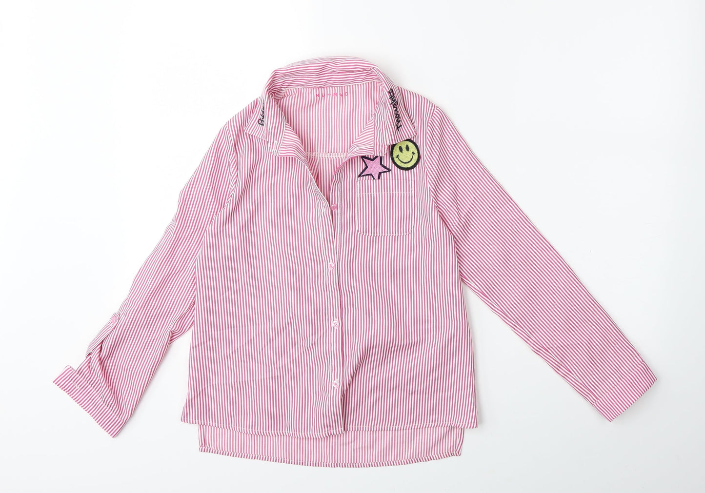 Nutmeg Girls Pink Striped  Basic Button-Up Size 10 Years