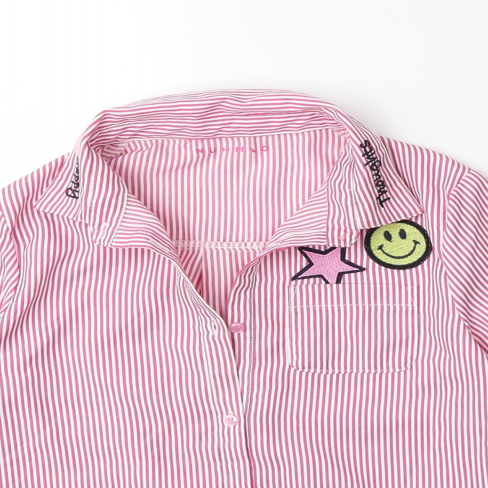 Nutmeg Girls Pink Striped  Basic Button-Up Size 10 Years