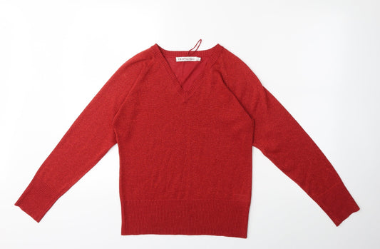 EWM Womens Red  Knit Pullover Jumper Size 10