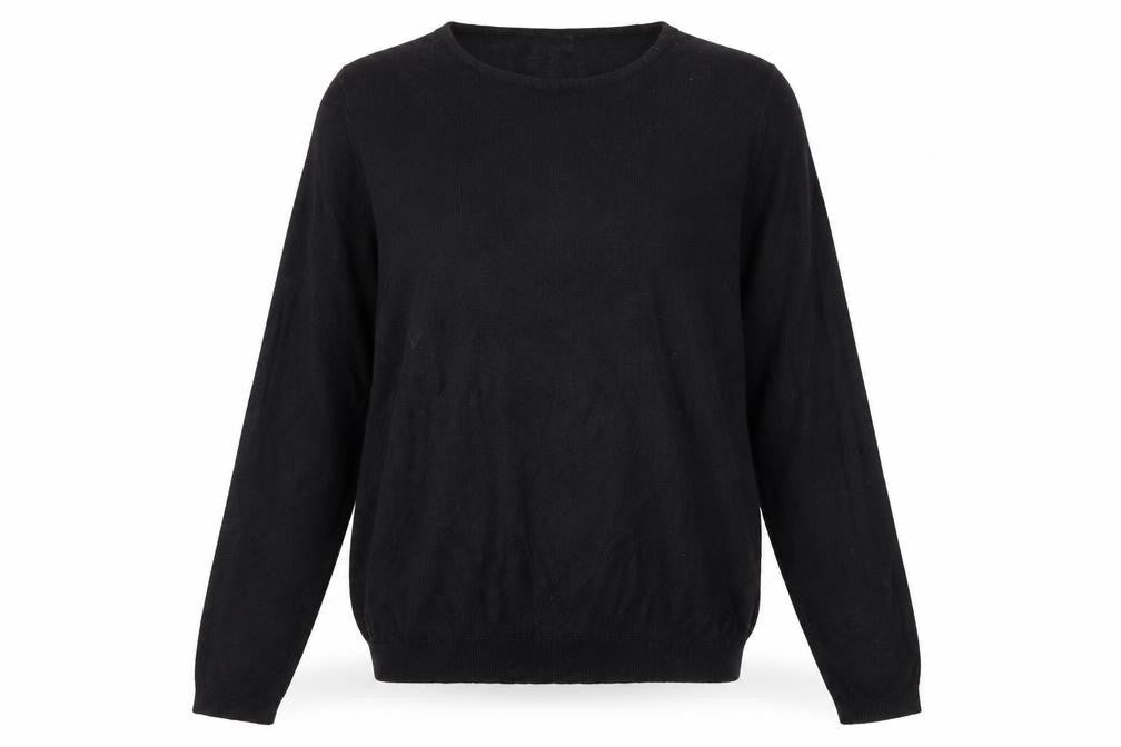 Front view of Wardrobe Essentials women’s black knit jumper, size UK 12