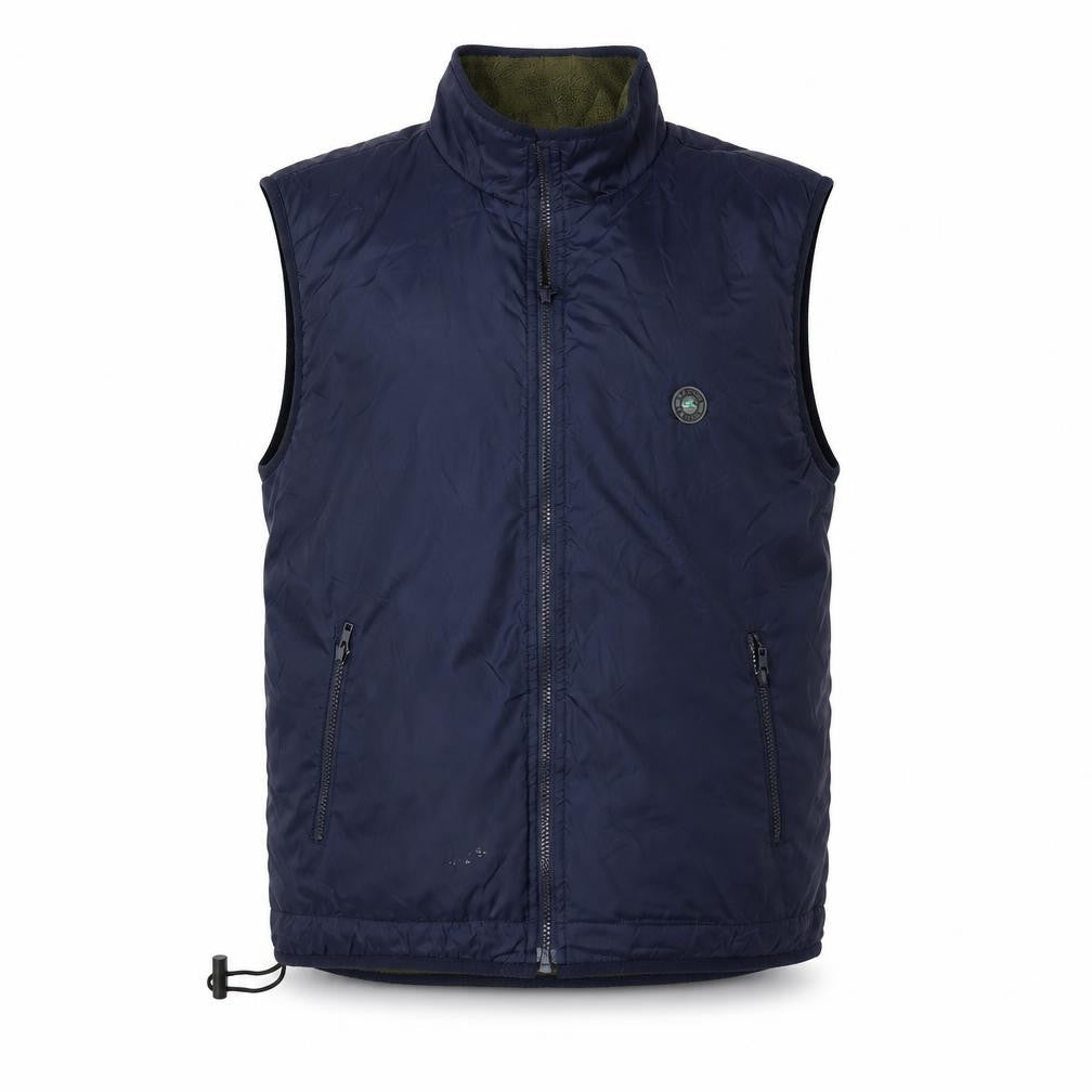 Front view of Le Shark girls’ blue gilet jacket, size L