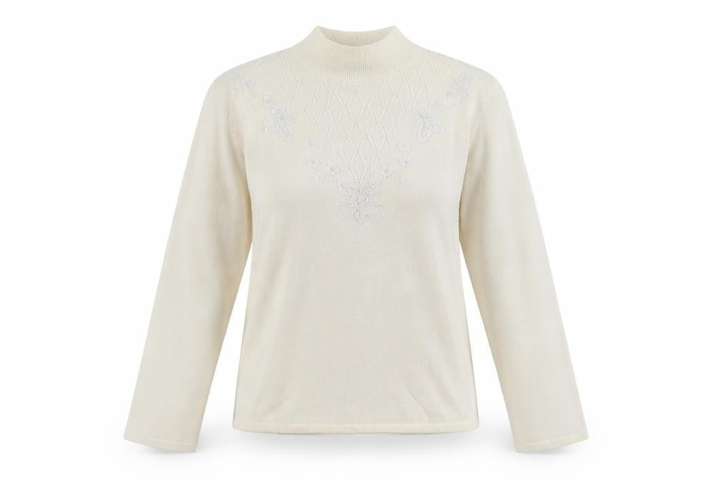 Front view of Bonmarché women’s white jumper, size S