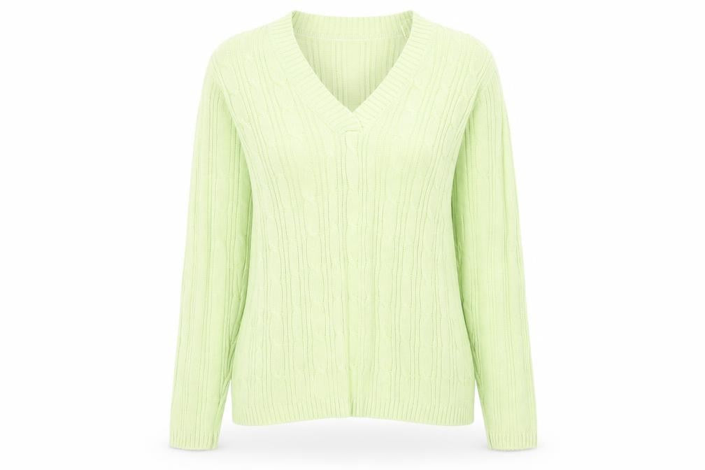 Front view of Bonmarché women’s green jumper, size L
