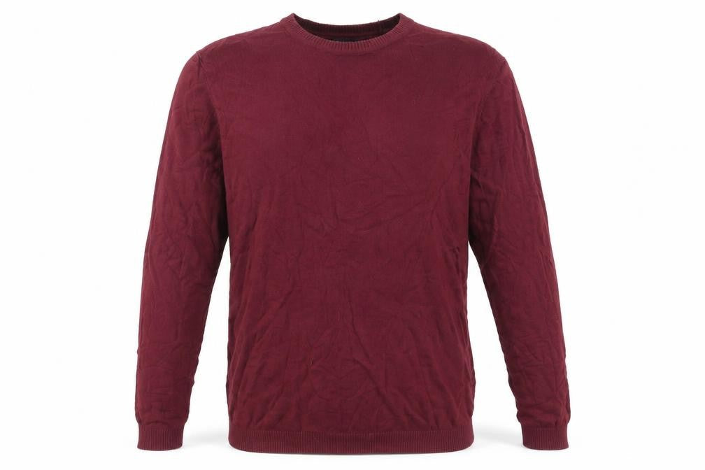 Front view of ASOS men’s red pullover sweatshirt, size S