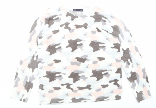 Marks & Spencers Womens White Camouflage  Pullover Jumper Size 14