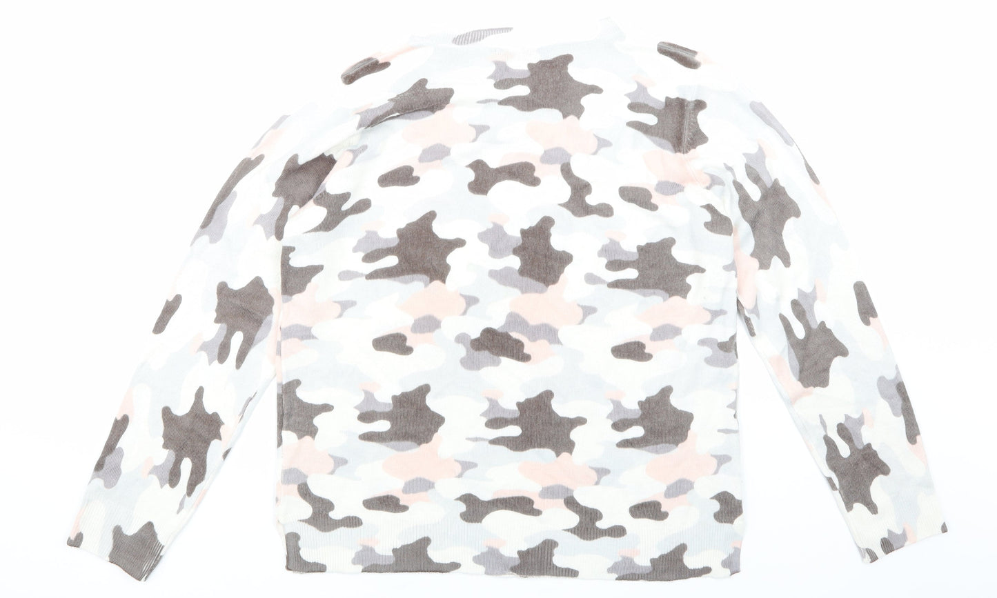 Marks & Spencers Womens White Camouflage  Pullover Jumper Size 14