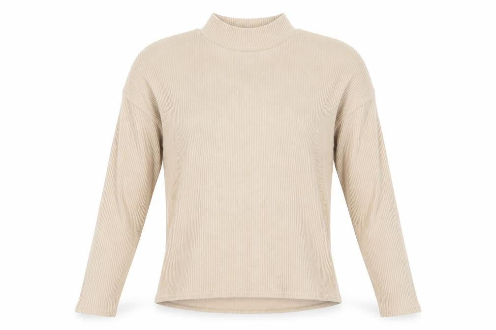 Front view of H&M women’s beige basic t-shirt, size XS