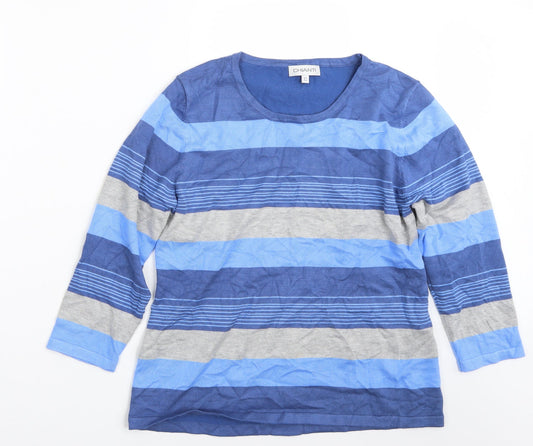 Chianti Womens Blue Striped  Pullover Jumper Size L