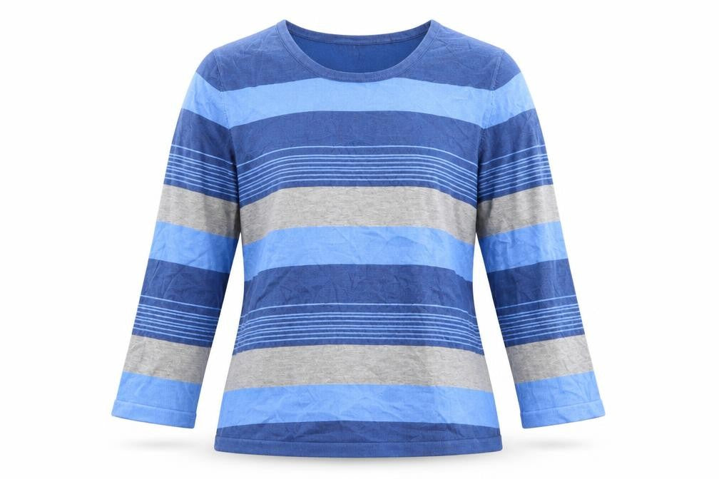 Front view of Chianti women’s blue striped jumper, size L