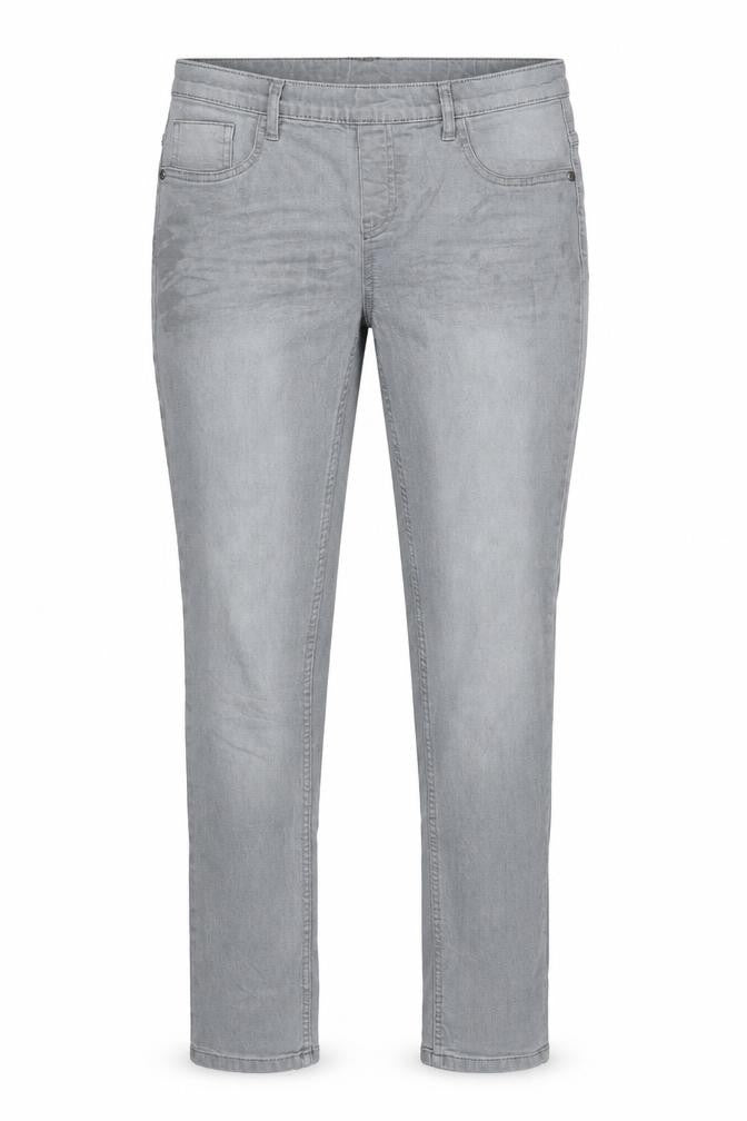 Front view of Up Fashion women’s grey denim jegging jeans, size UK 32, in, 30-inch leg