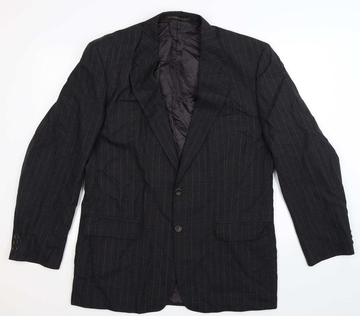 Marks and Spencer Mens Black Striped  Jacket Suit Jacket Size 42