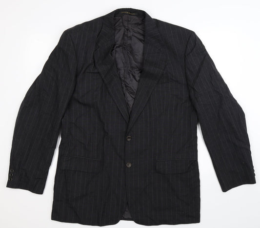 Marks and Spencer Mens Black Striped  Jacket Suit Jacket Size 42