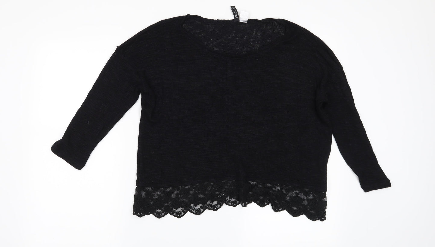H&M Womens Black Floral  Pullover Jumper Size S