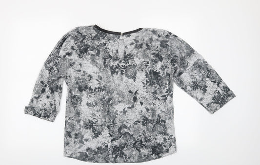 Oasis Womens Grey Floral  Pullover Sweatshirt Size XS