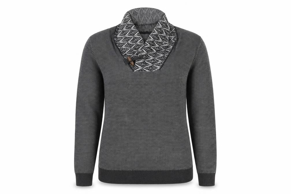 Front view of Preworn women’s grey geometric jumper, size XL