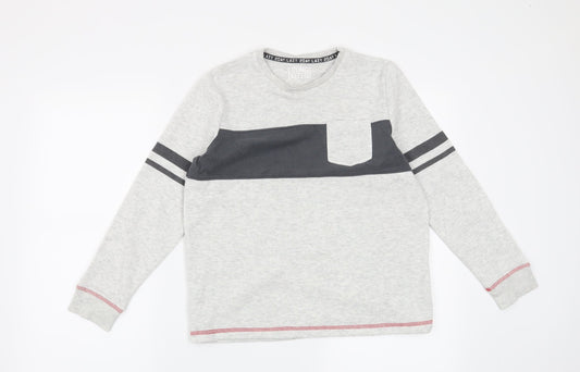 Marks and Spencer Boys Grey Striped  Pullover Sweatshirt Size 10-11 Years