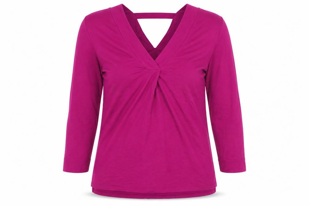 Front view of Cupio women’s purple basic t-shirt, size L