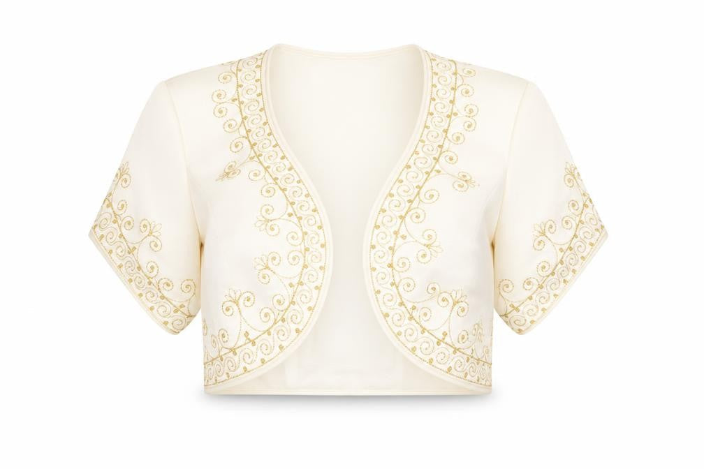 Front view of mark allan women’s ivory cardigan jumper, size UK 12