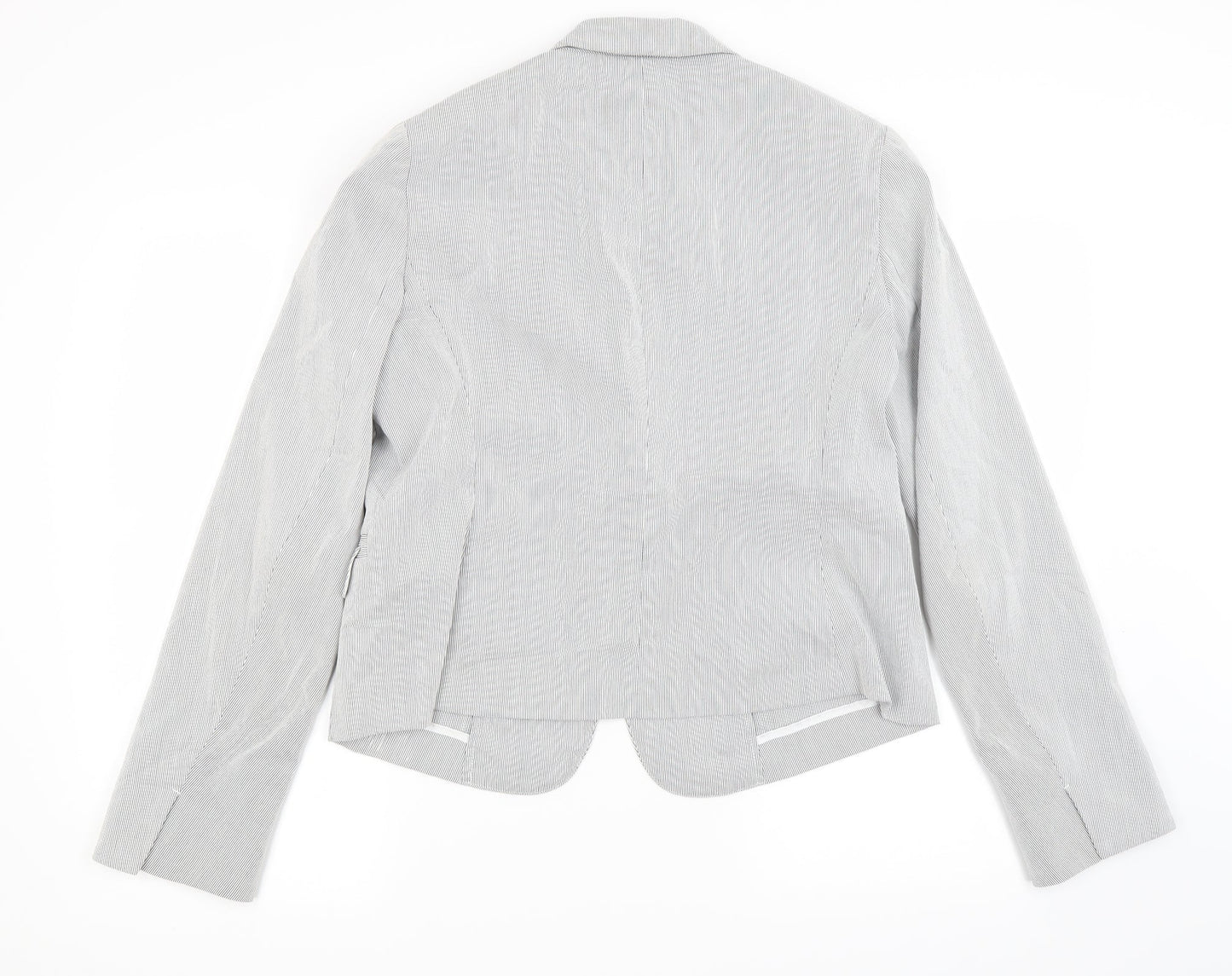 Preworn Womens Grey Striped  Jacket Blazer Size L