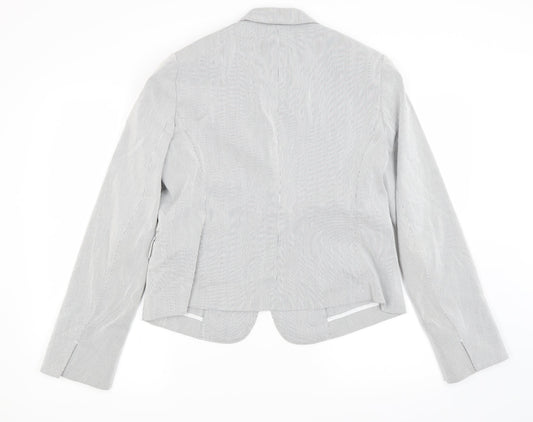 Preworn Womens Grey Striped  Jacket Blazer Size L
