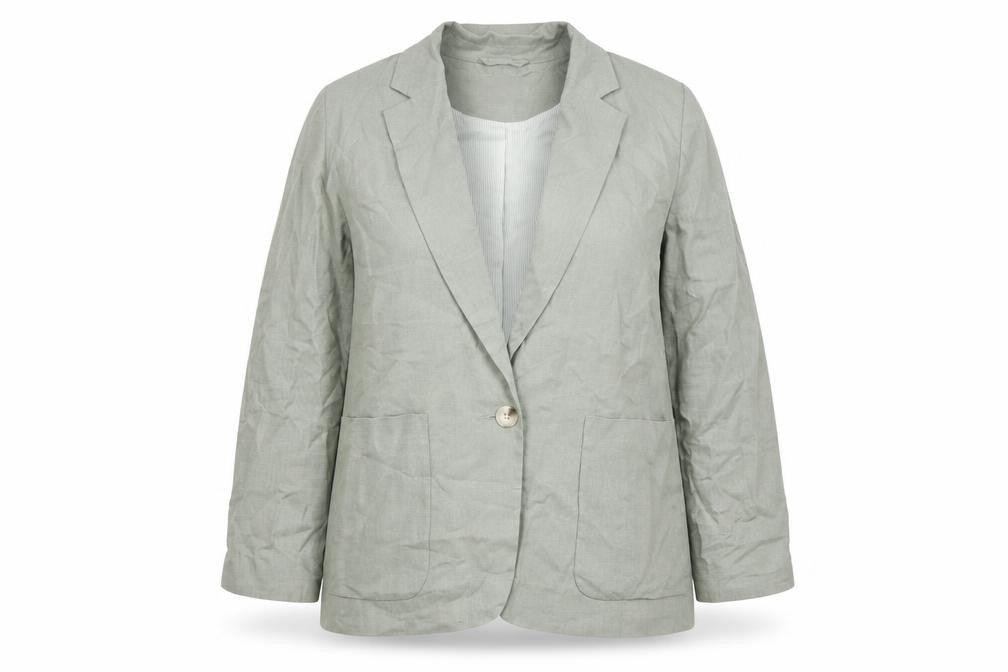 Front view of Next women’s beige jacket blazer, size UK 14