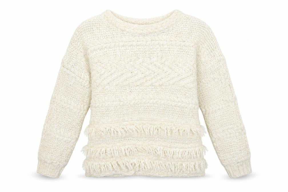 Front view of Outfit Kids girls’ white striped jumper, size 8, years