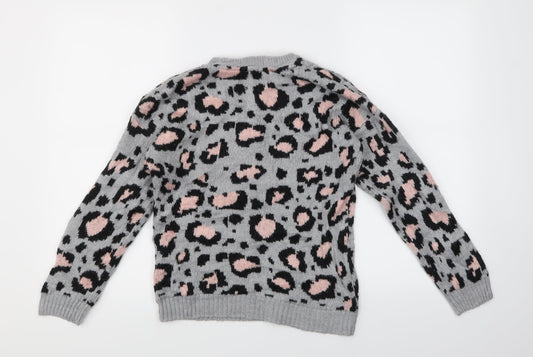 PEP & CO Girls Multicoloured Animal Print  Pullover Jumper Size 11-12 Years